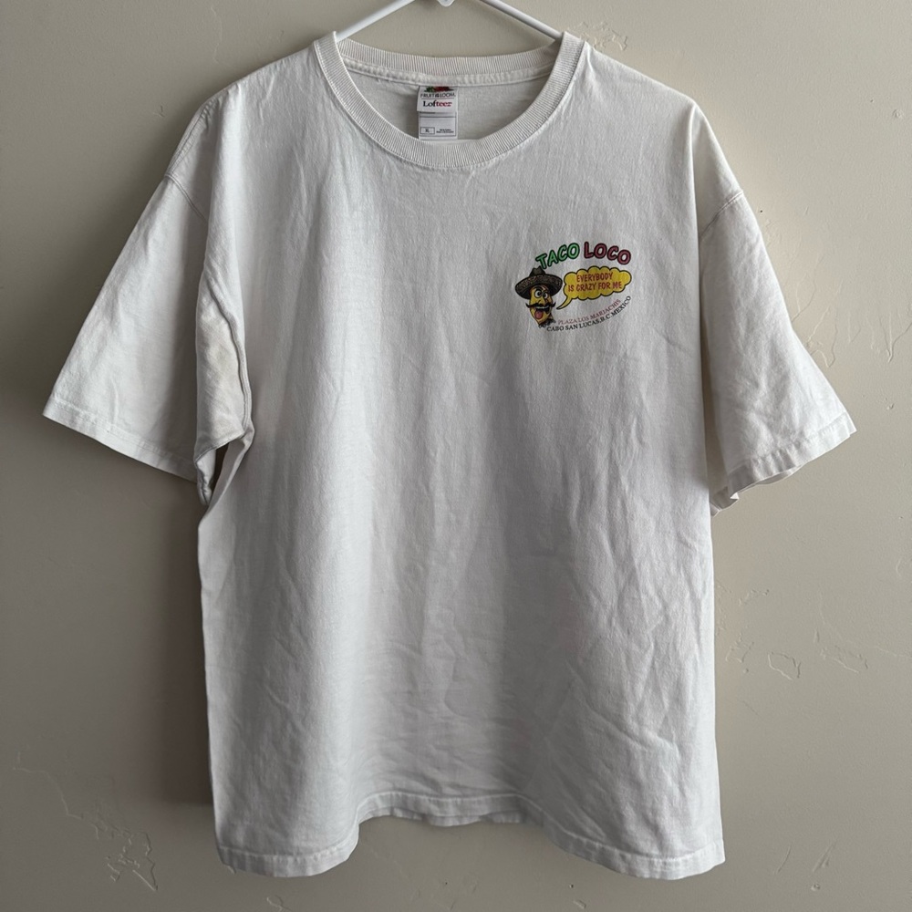 Vintage Cabo San Lucas Mexico Taco Loco Design T Shirt - XL White Double Side